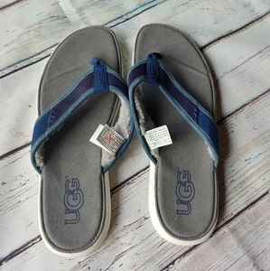 UGG | Men's Blue & Grey Sheepskin lined Flip Flops